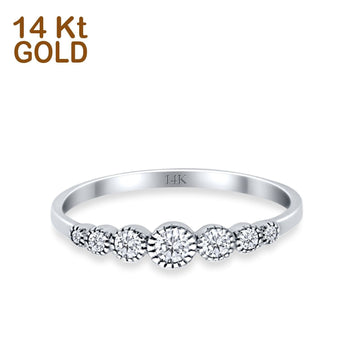 14K White Gold Round Half Eternity Petite Dainty Simulated CZ Wedding Engagement Ring Size 7